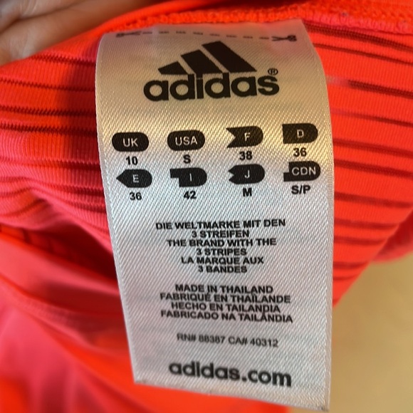 ADIDAS women’s CLIMALITE Neon pink orange stretch work out performance top SM - Picture 8 of 10